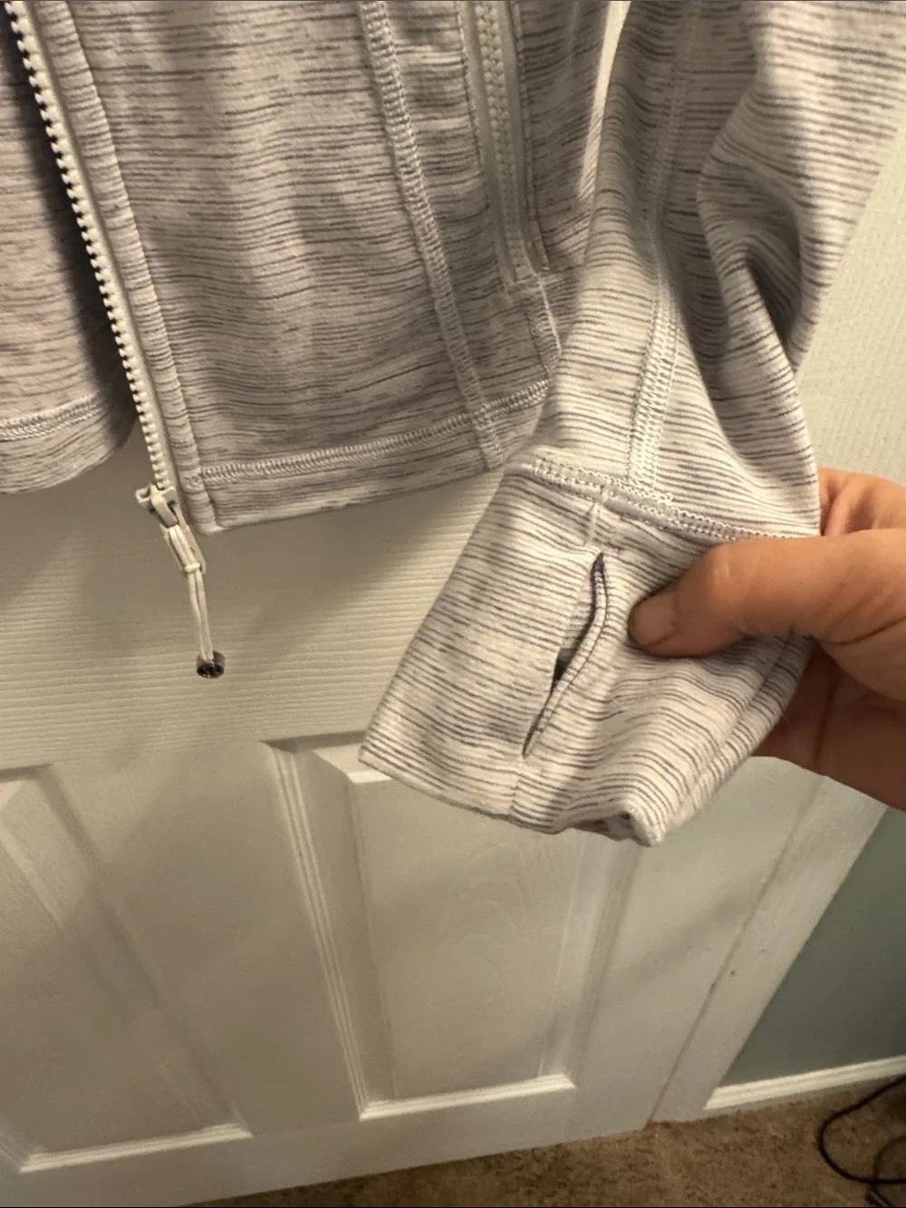 lululemon athletica Heathered Light Gray Zip-Up Bomber Jacket
